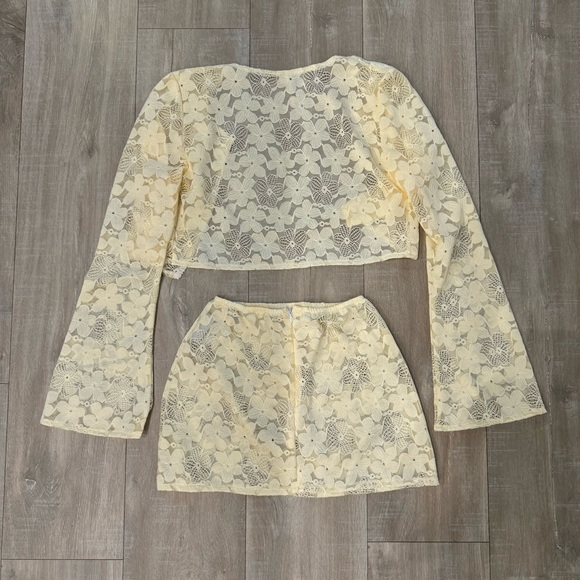 Bare Minimale Magdalena Cardigan & Skirt in Ivory - Picture 4 of 4